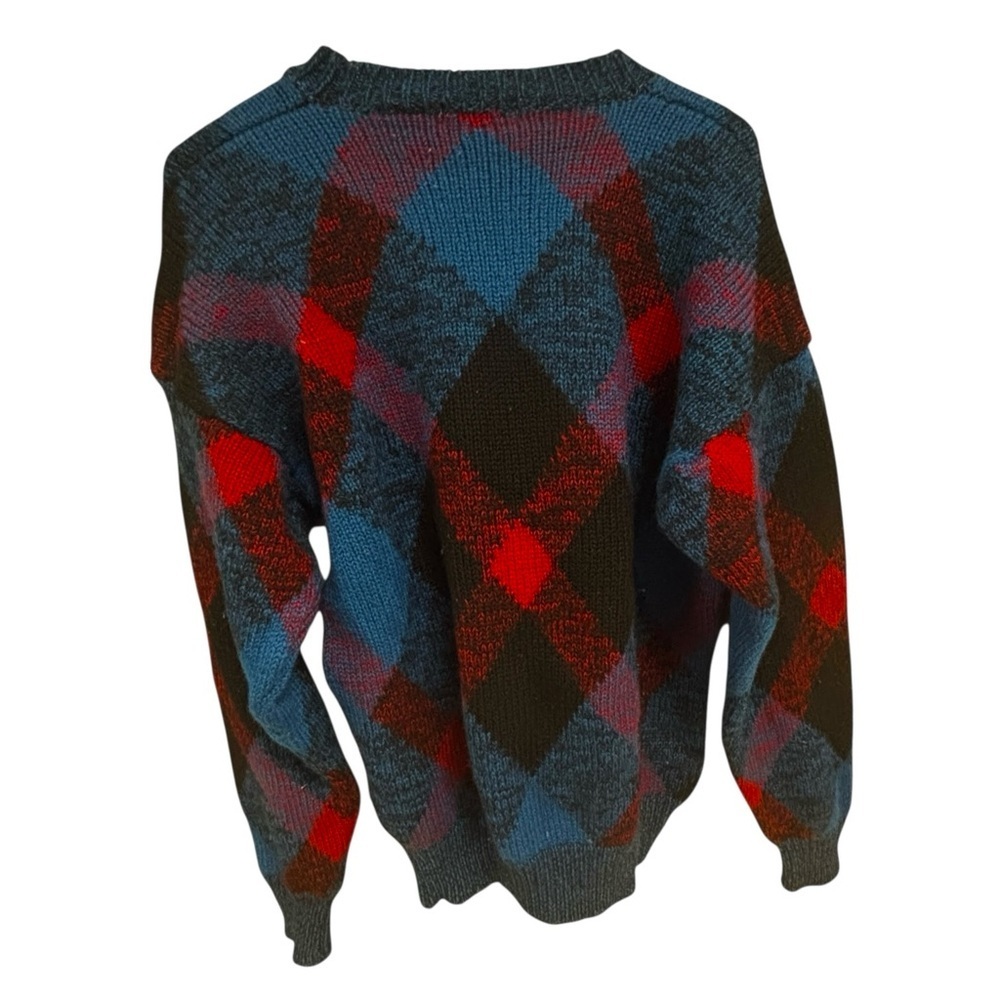 Vtg Mens Lg 100%  Wool Argyle Crewneck Sweater Cabin Heritage Grandpa Claiborne - Picture 4 of 6